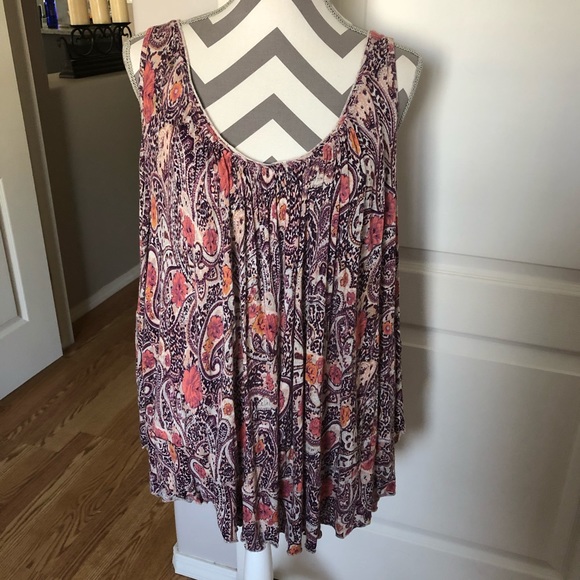 Free People Cold Shoulder Boho Paisley Top - Picture 2 of 8